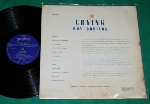 Roy Orbison - Crying BRAZIL RARE 1st Press MONO LP 1962 Plastic Odeon Cover - Image 2 of 2