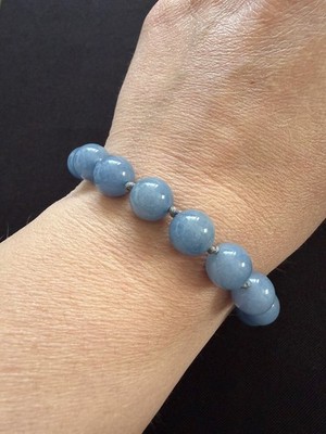 Lola Rose Blau Aquamarin Rund Edelstein Perlen Grob Verstellbar Armband