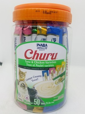 Inaba Churu Tuna and Chicken Flavor Variety Pack Likable Cat Treat Tub of 50 New
