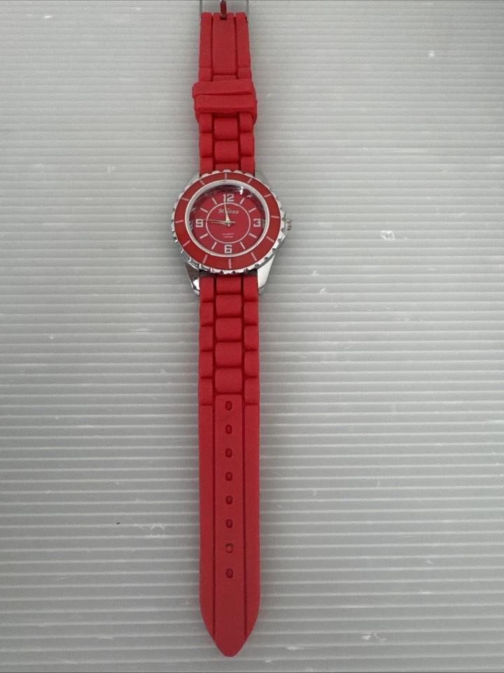 Women's Milano Classic Red Silicone Rubber Poly Band Analog NEW N - Image 4 of 4