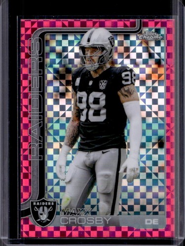 2025 Topps Chrome Maxx Crosby Hot Pink X-Fractor #180 Raiders