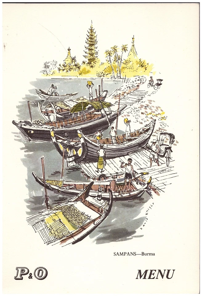 P & O - Blank Menu Card - Sampans - Burma - Image 1 of 1