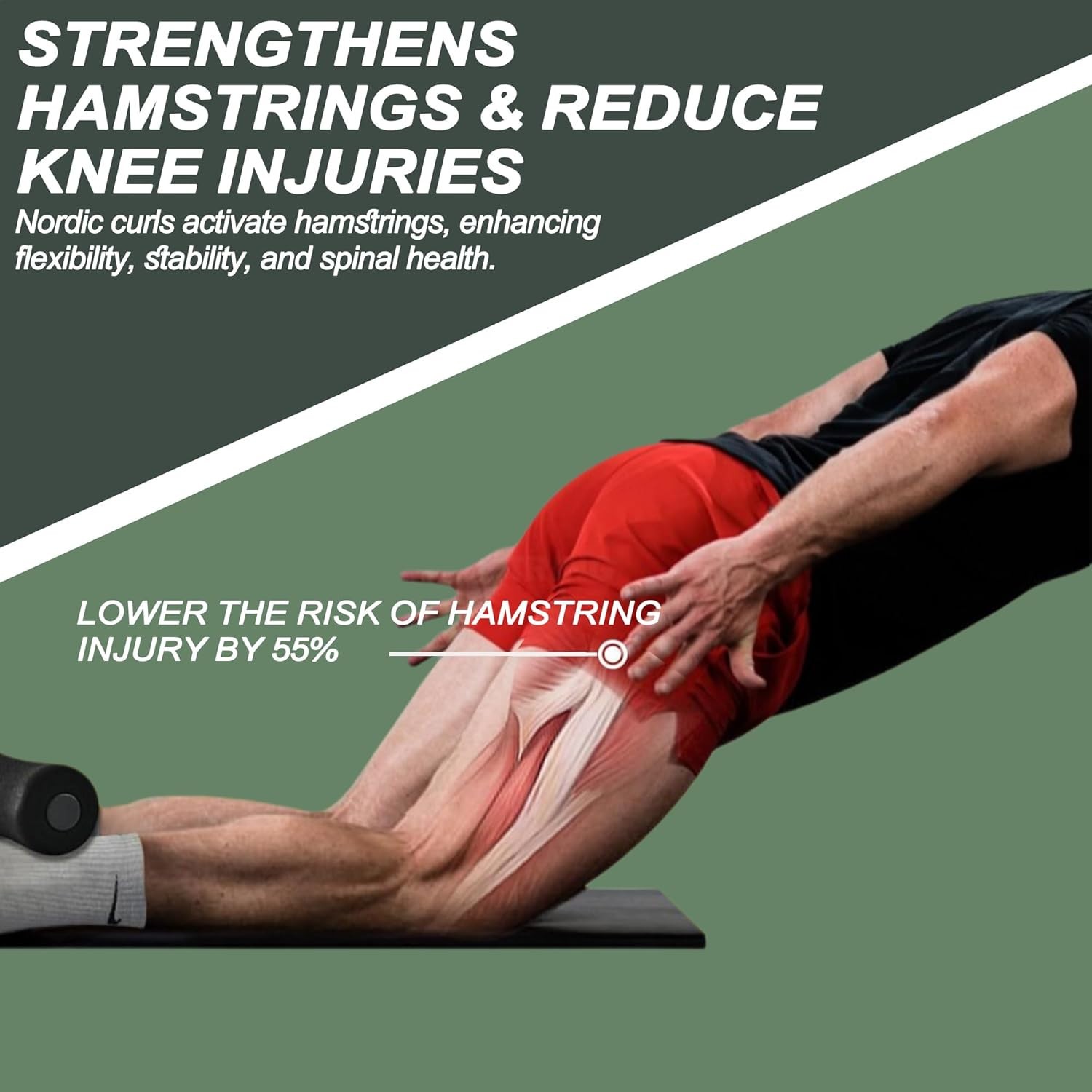 Nordic Hamstring Curl Strap with Safety Tag,Great for Hamstring Curls, Sit-ups, 