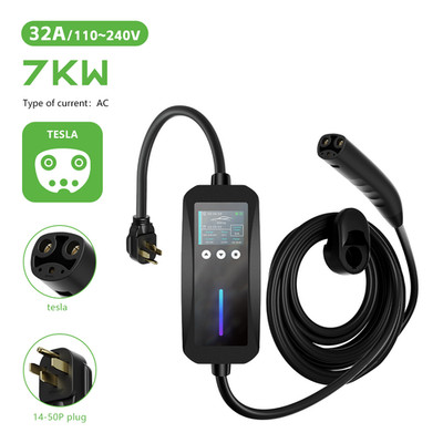 E-MINGZE Portable CCOOL EV Charger 7KW32A USplug Phase1 Tesla IP66 Wateproof