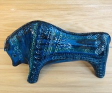 Bitossi Rimini Blue Aldo Londi Bull, Mid Century Modern, Pottery Statue Vintage