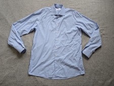 Eton Shirt Mens 16 41 Blue Micro Check Contemporary Fine Twill Dress Long Sleeve