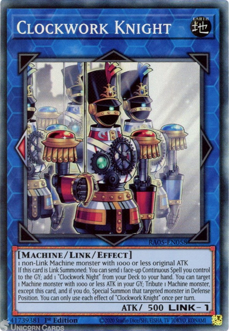 RA05-EN058 Clockwork Knight : Collector's Rare 1st Edition Mint YuGiOh Card