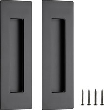 2 Pack Black Sliding Closet Door Handles Black Flush Pulls 7in Length Recesse...