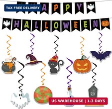 Halloween Party Decorations - Hanging Swirls Happy Halloween Banner Spooky Pum