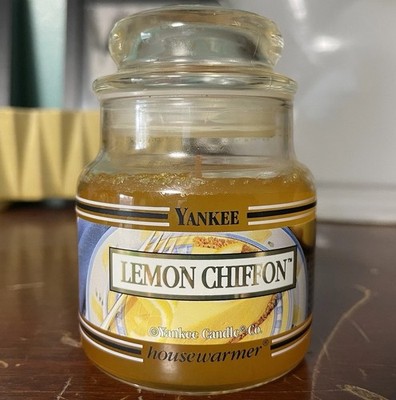 Yankee Candle Lemon Chiffon Housewarmer Candle 3.7 oz Black Band New Discontinue
