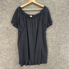 H&M Dress Women S  Blue Geometric Shift Midi Short Sleeve Round Neck Casual Mini