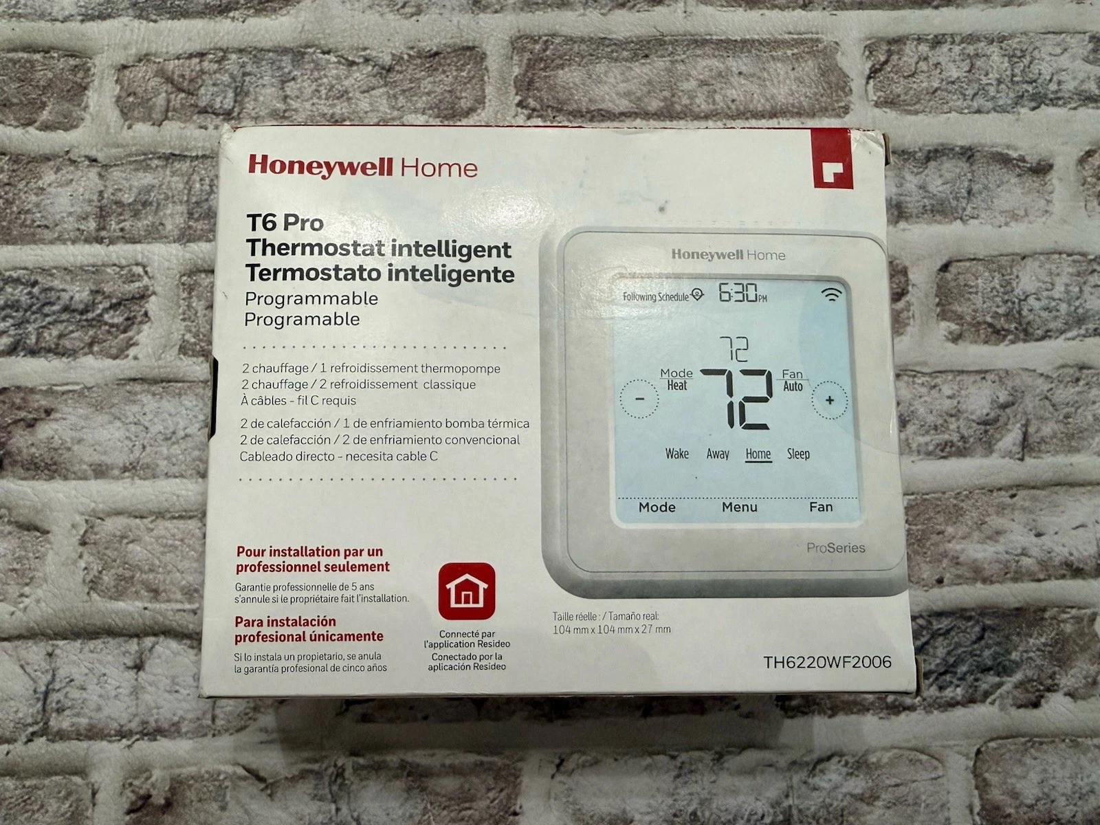 Honeywell TH6220WF2006 T6 Pro Wi-Fi Programmable Smart Thermostat - New Sealed