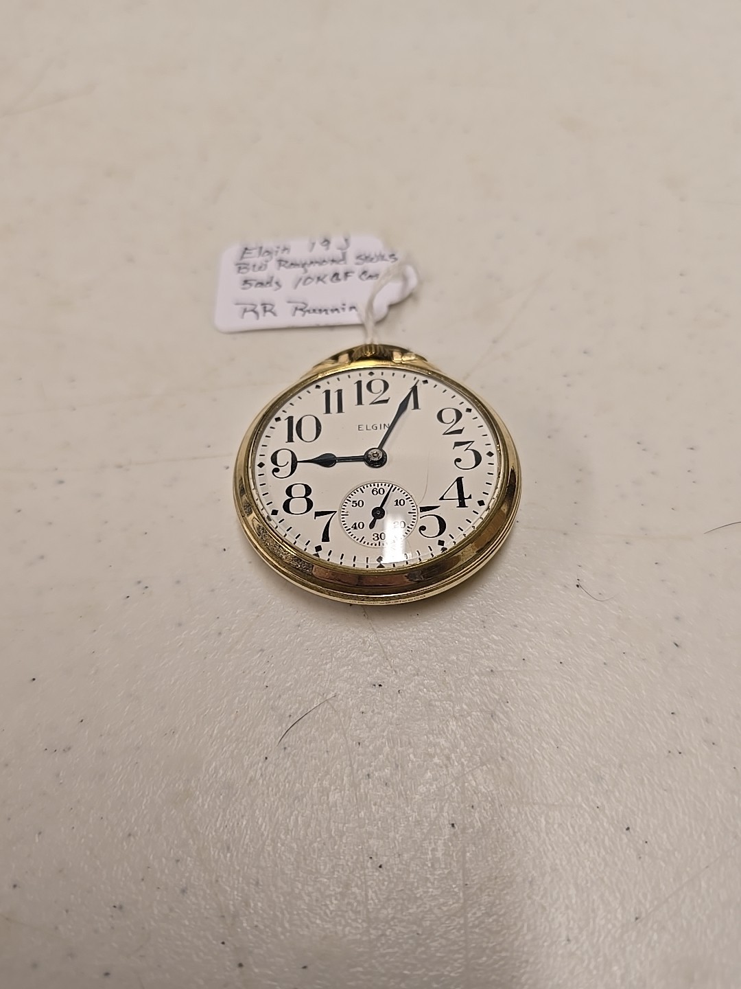 Antique 1922 Elgin 455 BW Raymond 16s 19j Adj Railroad Pocket Watch 10kt GF Case