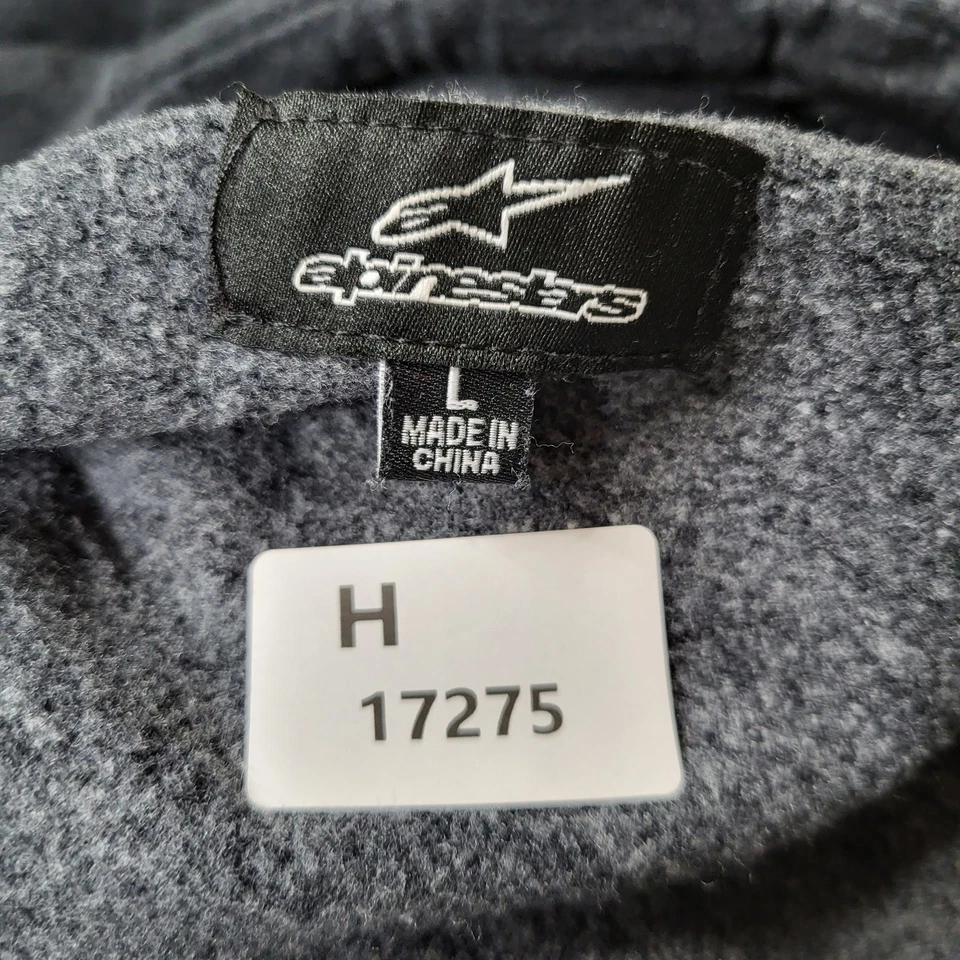 VINTAGE Alpinestars Men Hoodie L Charcoal Fleece Stars Logo Grunge Racer Y2K - Image 2 of 4