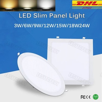 Ultraslim 3W 9W 12W 15W 18W 24W LED Panel Downlight Einbauleuchte Deckenleuchte