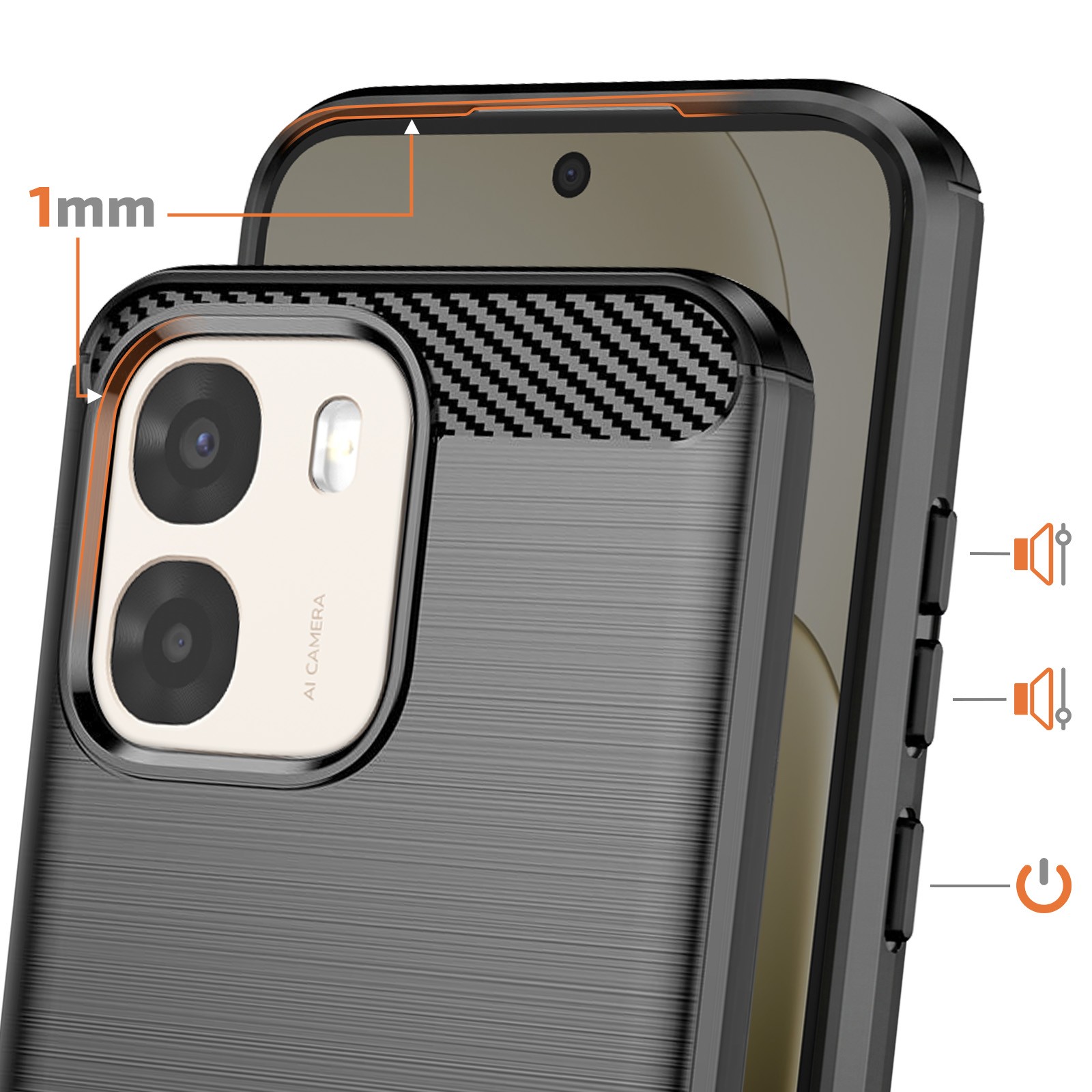 Coque Oppo A6 antichoc flexible avec angles renforcés texture carbone - 3