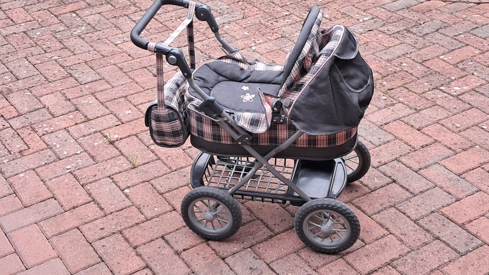 Poussette Poupée Silver Cross Twin Wave - Noir/Rose - Jouet Pour Enfant 3 Ans + - Neuf