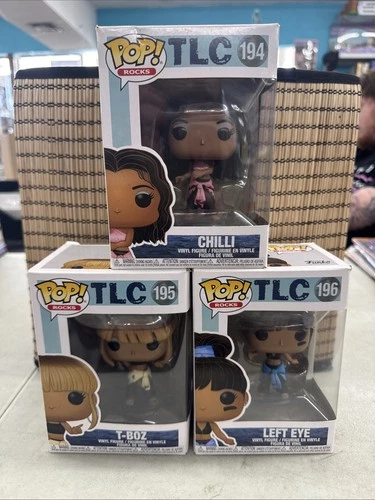 Funko Pop Rocks: TLC Set Chilli T-Boz Left Eye Vinyl Figures #194 195 196