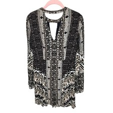 Free People Tengan Border Printed Mini Dress Black Combo Size 0