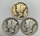 1923, 1924 and 1925 10C Mercury Dimes 90% Silver
