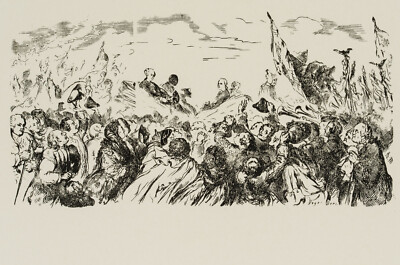 A. MENZEL (18151905), Friedrichs Einzug in Berlin, um 1850, Holzstich