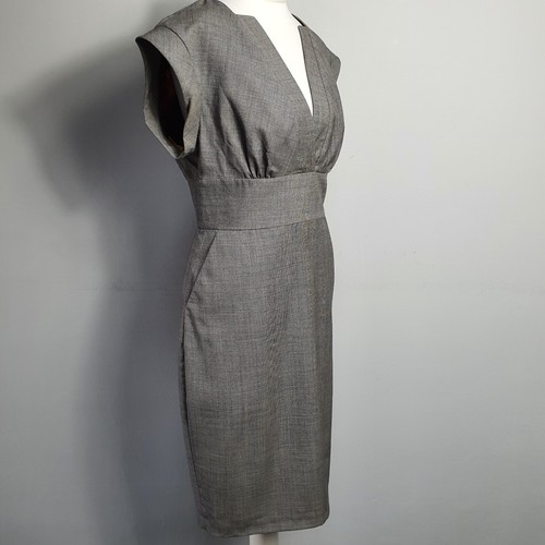 TED BAKER Wool Shift Dress Pencil Empire Line Smart Business Size 2 UK 8/10 Grey - Picture 8 of 24