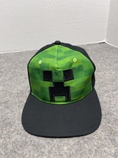 MINECRAFT Game Block Pixel Build Official BLACK Green Snapback CLEANED Hat Cap