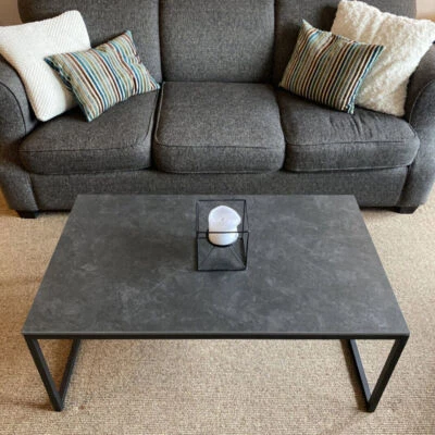 Couchtisch Wohnzimmertisch Sofatisch Salontisch Stein Schiefer Dekor Optik 100cm - Bild 1 von 4