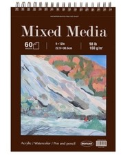 Mixed Media Sketch Pad, 9 x 12 inches, 60 Sheets 98lb/160gsm Heavyweight Drawi