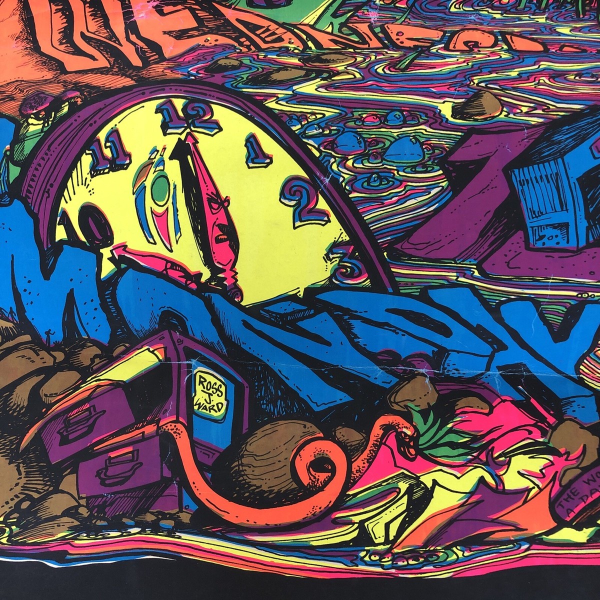 Vintage TGIF 70's BLACK LIGHT POSTER ROSS J WARD PSYCHEDELIC