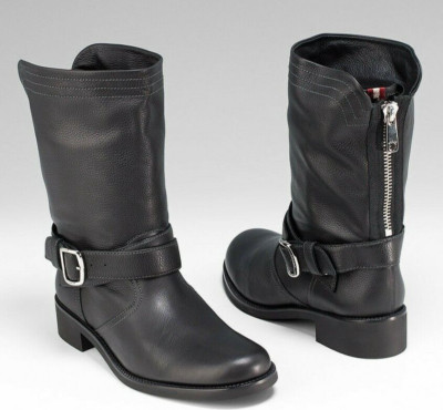 $995 New BALLY SWITZERLAND *TARJA* Black Leather BIKER ANKLE Boots EUR-37.5 US-8