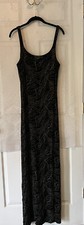 Banana Republic Black Gray Floral Sleeveless Maxi Dress Large L Slinky