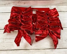 WM Christmas Decor - Small Ribbon Fabric Bows Metallic Shiny Red 10pc