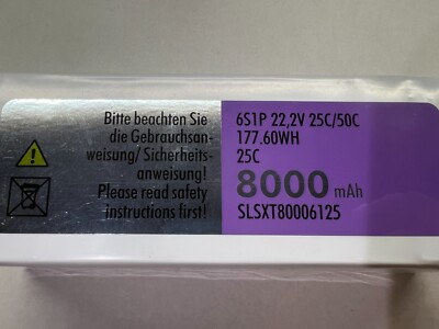 SLS XTRON 8000 mAh LiPo Akku 6S1P 22.2v 25c/50 SLSXT8006125