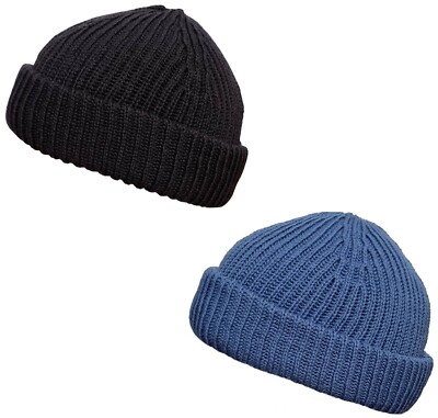 Short Ribbed Knit Beanie Hat 100% Merino Wool Winter Hats Made in the UK  UK