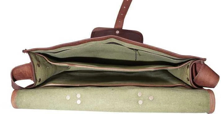 Maletín de cuero para negocios elegante bolso de hombro portátil mensajero vintage para hombres Foto 3 de 4