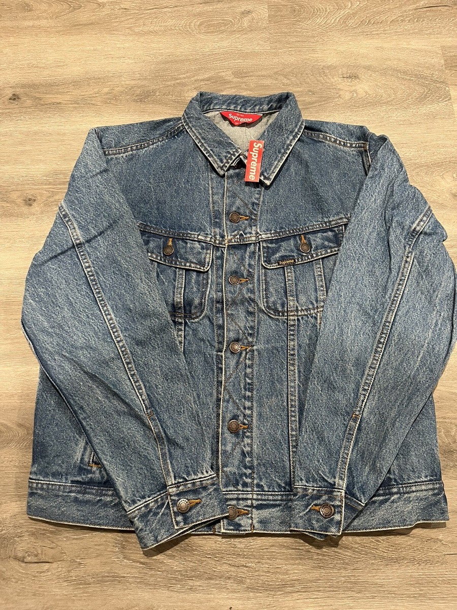New Supreme New York Denim Painted Trucker Jacket Blue SS19 Medium