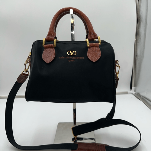 Valentino Garavani Sport Black Nylon Small Crossbody Convertible Boston Bag