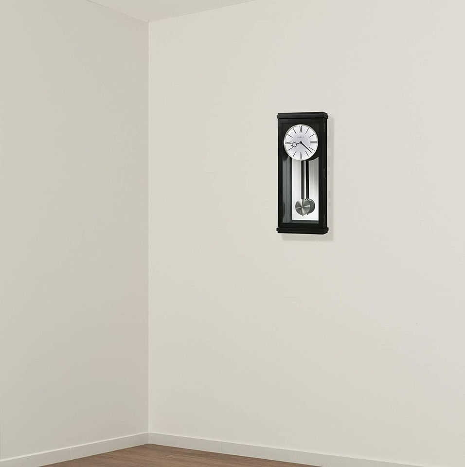 Howard Miller Alvarez Wall Clock 625440 Modern Black Satin Pendulum