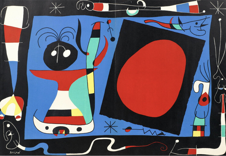 Joan Miro、FEMME AU MIROIR、海外版希少レゾネ、状態良好 Joan Miro Femme Au Miroir Woman In Mirror Abstract Original