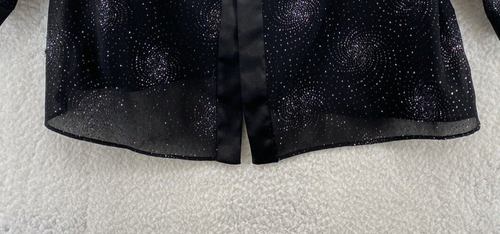 Vintage Dana Kay Black Cardigan Size 18W Sheer 3/4 Sleeve Open Front Sparkle - Picture 4 of 7