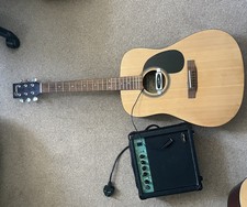 Encore W255 Acoustic Guitar With Electric Pickup & Stagg Amplifier