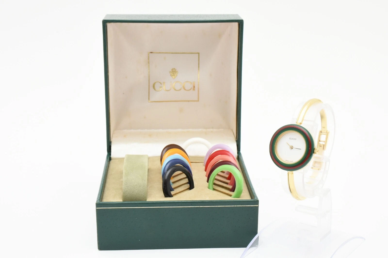 [EXC+5 con scatola] Orologio Donna Gucci 11 12.2 12 Colori Lunetta Cambio Oro Qz GIAPPONE