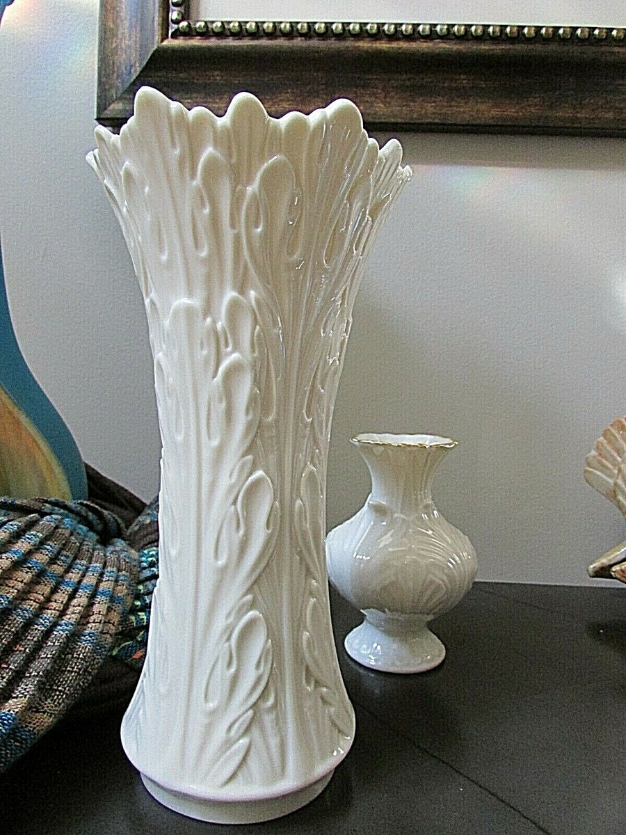 Two Lenox Fine China ivory Flower Vases: 8.5
