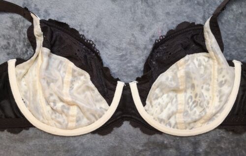 M&S PER UNA 36B Brown Bra non-padded smooth/lace Animal Print Cups Underwire GC - Picture 4 of 4