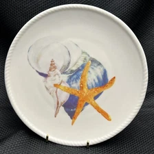 Fits & Floyd Newport Home SeaShells Starfish Salad PLATE Rope Trim Conch Shell