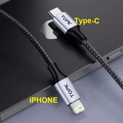 TopK Charging Cable Charger Type-C To For iPhone 16 15 14 13 12 11 Pro CU0003