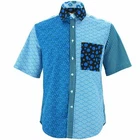 Regular Fit Short Sleeve Shirt Loud Originals Random Mixed Patchwork Blue