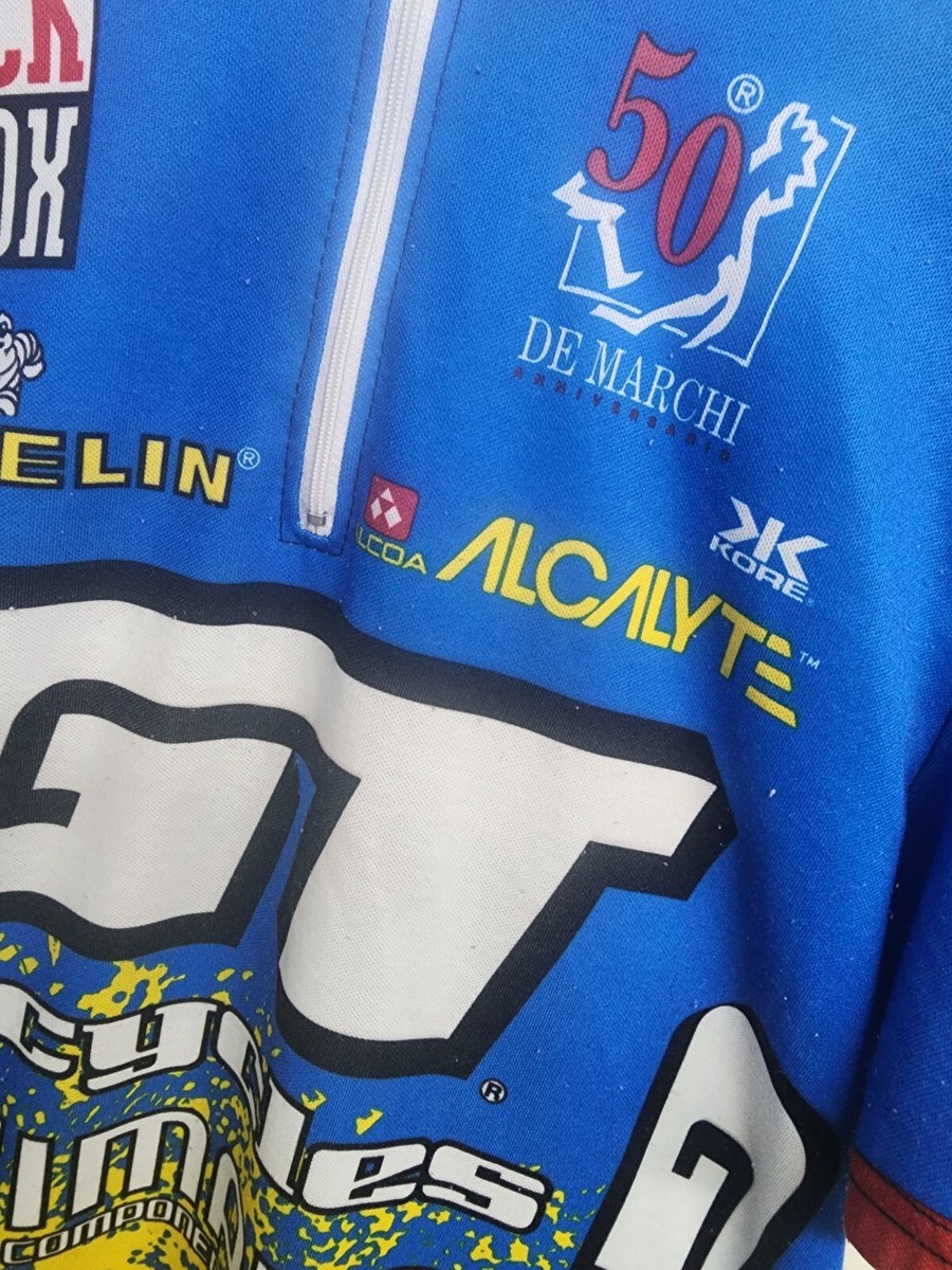 Vintage GT Cycling Jersey De Marchi Rock Shox Shimano Acura Men's