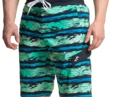 New Tyr Paint Stripe Boardshorts Mens XL Navy Turquoise Swim Trunks